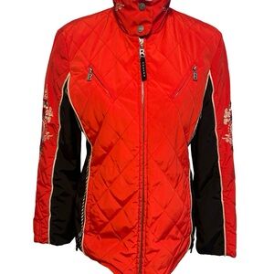 Vintage Bogner Goan Thylmann Embroidered Ski Jacket Red Quilted Alpine Coat Sz 4